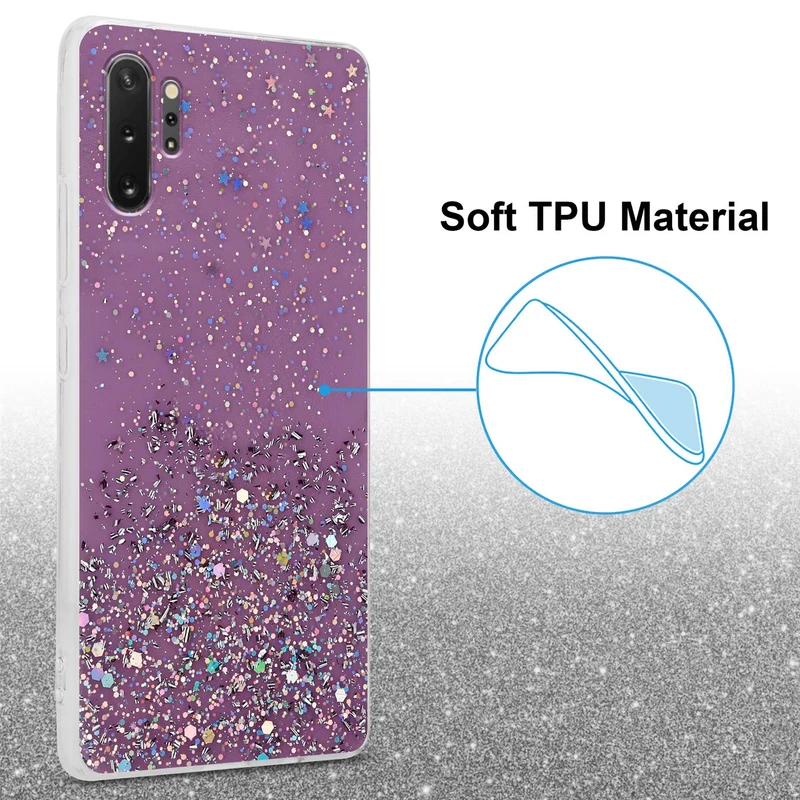 Cadorabo Hülle kompatibel mit Samsung Galaxy NOTE 10 PLUS Schutzhülle aus flexiblem TPU Silikon mit funkelnden Glitter