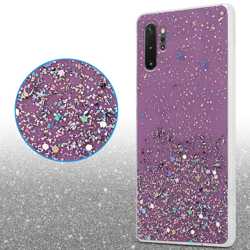 Cadorabo Hülle kompatibel mit Samsung Galaxy NOTE 10 PLUS Schutzhülle aus flexiblem TPU Silikon mit funkelnden Glitter