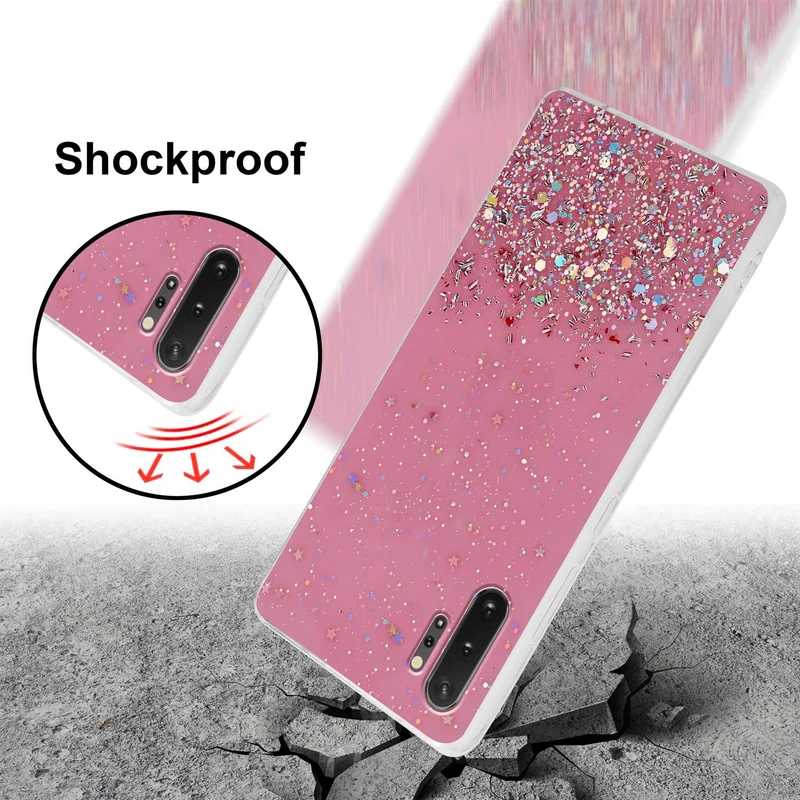 Cadorabo Hülle kompatibel mit Samsung Galaxy NOTE 10 PLUS Schutzhülle aus flexiblem TPU Silikon mit funkelnden Glitter