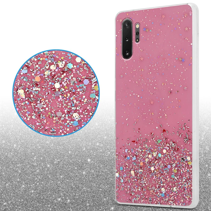 Cadorabo Hülle kompatibel mit Samsung Galaxy NOTE 10 PLUS Schutzhülle aus flexiblem TPU Silikon mit funkelnden Glitter