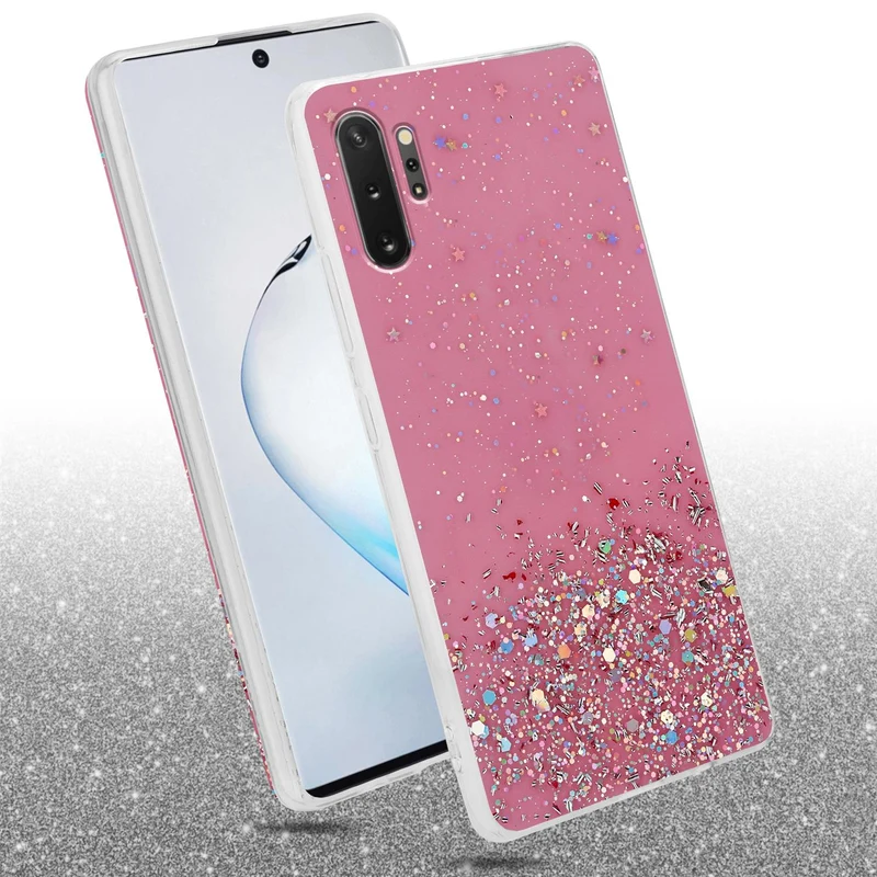 Cadorabo Hülle kompatibel mit Samsung Galaxy NOTE 10 PLUS Schutzhülle aus flexiblem TPU Silikon mit funkelnden Glitter