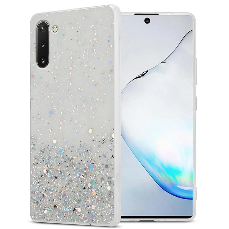 Cadorabo Hülle kompatibel mit Samsung Galaxy NOTE 10 Schutzhülle aus flexiblem TPU Silikon mit funkelnden Glitter