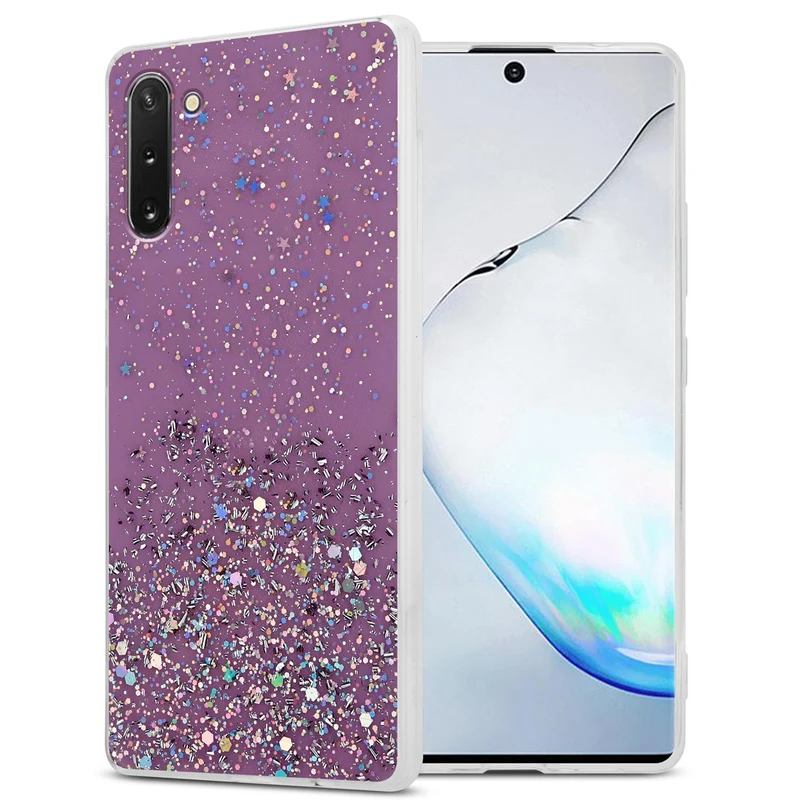 Cadorabo Hülle kompatibel mit Samsung Galaxy NOTE 10 Schutzhülle aus flexiblem TPU Silikon mit funkelnden Glitter