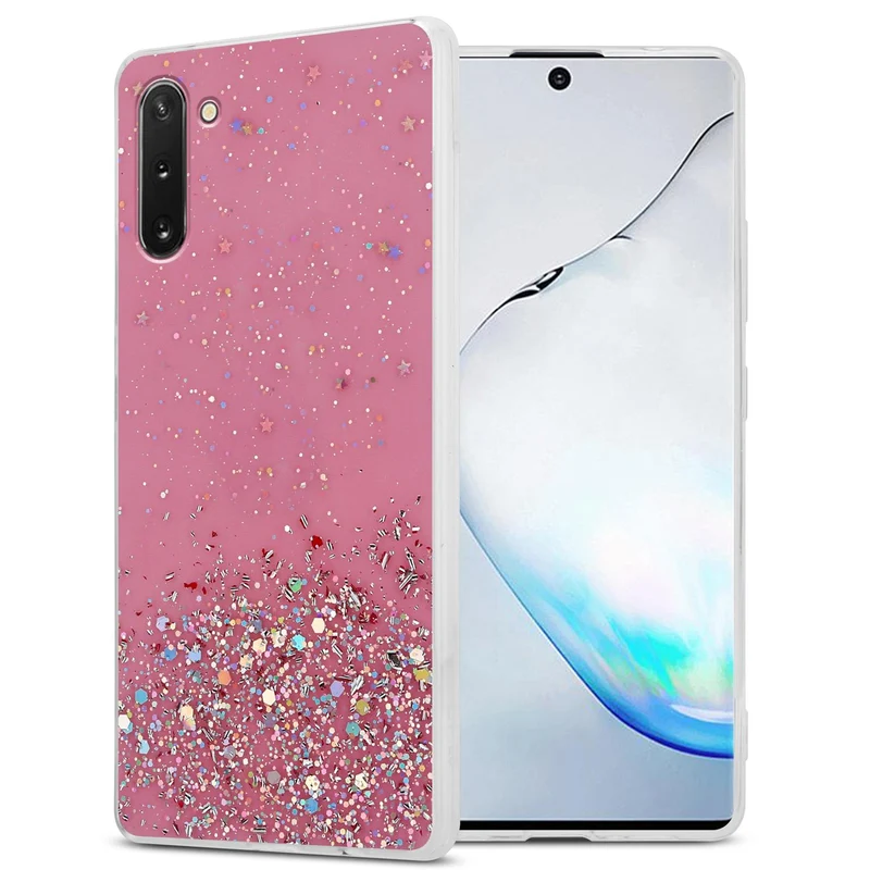 Cadorabo Hülle kompatibel mit Samsung Galaxy NOTE 10 Schutzhülle aus flexiblem TPU Silikon mit funkelnden Glitter