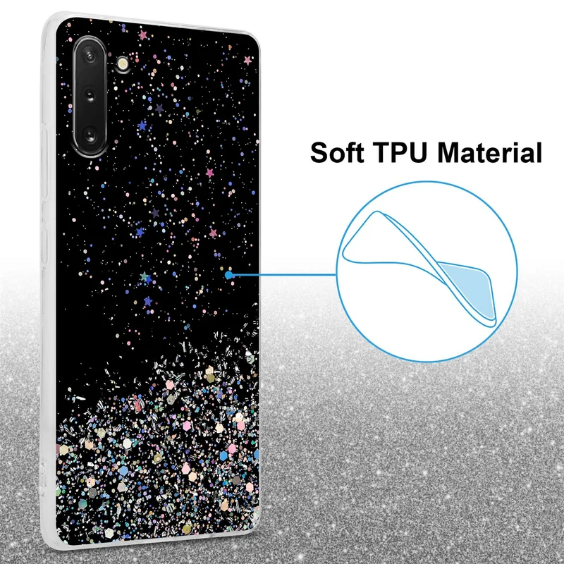 Cadorabo Hülle kompatibel mit Samsung Galaxy NOTE 10 Schutzhülle aus flexiblem TPU Silikon mit funkelnden Glitter