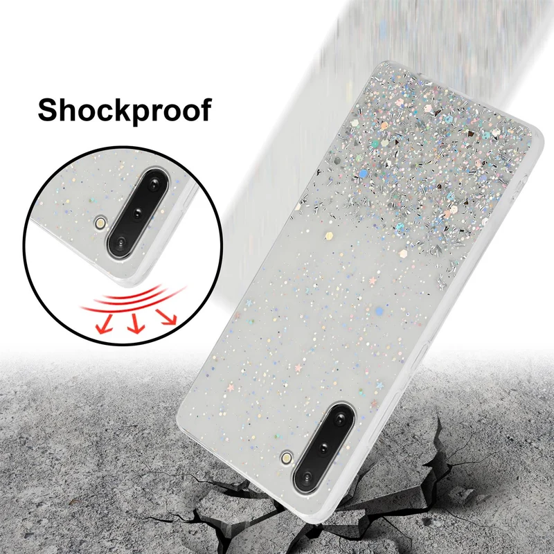 Cadorabo Hülle kompatibel mit Samsung Galaxy NOTE 10 Schutzhülle aus flexiblem TPU Silikon mit funkelnden Glitter