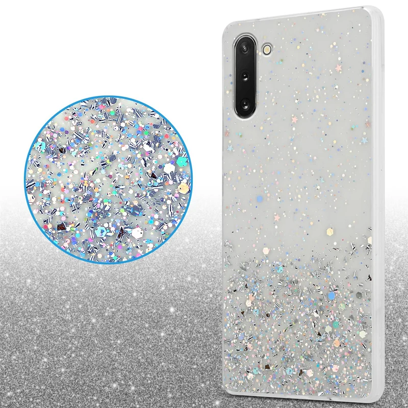 Cadorabo Hülle kompatibel mit Samsung Galaxy NOTE 10 Schutzhülle aus flexiblem TPU Silikon mit funkelnden Glitter