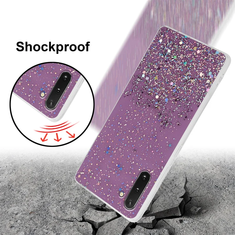 Cadorabo Hülle kompatibel mit Samsung Galaxy NOTE 10 Schutzhülle aus flexiblem TPU Silikon mit funkelnden Glitter