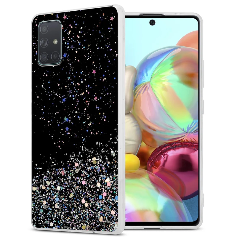 Cadorabo Hülle kompatibel mit Samsung Galaxy A71 5G Schutzhülle aus flexiblem TPU Silikon mit funkelnden Glitter