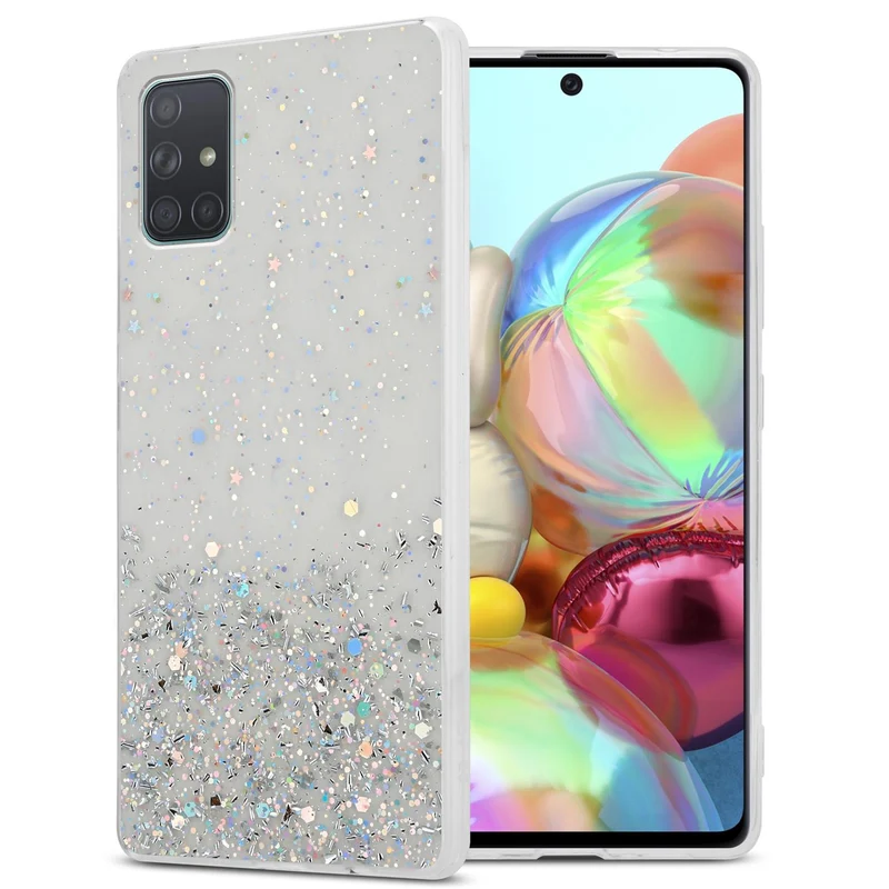 Cadorabo Hülle kompatibel mit Samsung Galaxy A71 5G Schutzhülle aus flexiblem TPU Silikon mit funkelnden Glitter