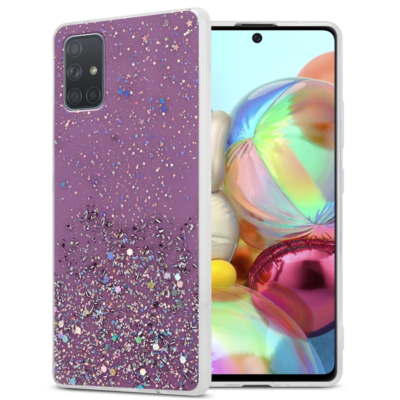Cadorabo Hülle kompatibel mit Samsung Galaxy A71 5G Schutzhülle aus flexiblem TPU Silikon mit funkelnden Glitter