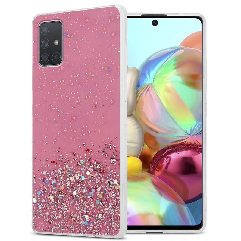 Cadorabo Hülle kompatibel mit Samsung Galaxy A71 5G Schutzhülle aus flexiblem TPU Silikon mit funkelnden Glitter