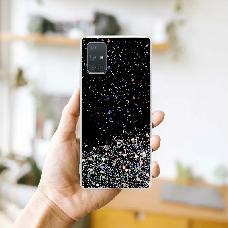 Cadorabo Hülle kompatibel mit Samsung Galaxy A71 5G Schutzhülle aus flexiblem TPU Silikon mit funkelnden Glitter