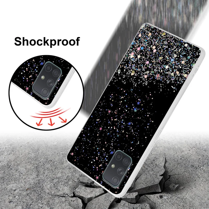 Cadorabo Hülle kompatibel mit Samsung Galaxy A71 5G Schutzhülle aus flexiblem TPU Silikon mit funkelnden Glitter