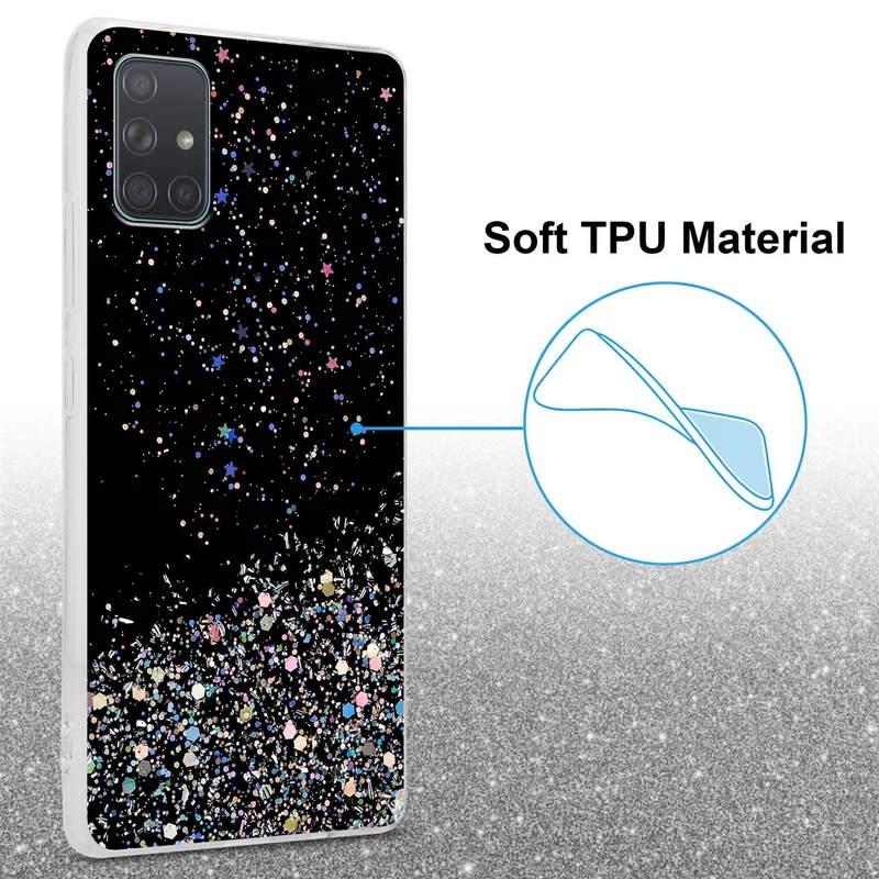 Cadorabo Hülle kompatibel mit Samsung Galaxy A71 5G Schutzhülle aus flexiblem TPU Silikon mit funkelnden Glitter