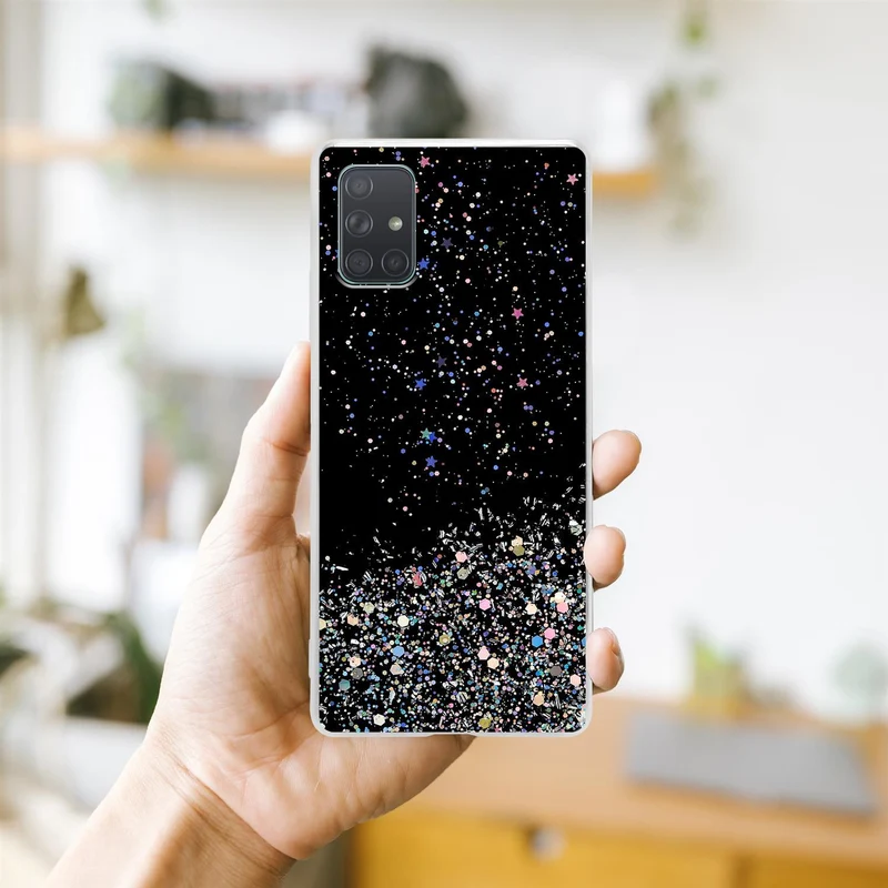 Cadorabo Hülle kompatibel mit Samsung Galaxy A71 5G Schutzhülle aus flexiblem TPU Silikon mit funkelnden Glitter