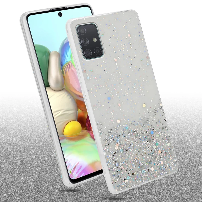 Cadorabo Hülle kompatibel mit Samsung Galaxy A71 5G Schutzhülle aus flexiblem TPU Silikon mit funkelnden Glitter