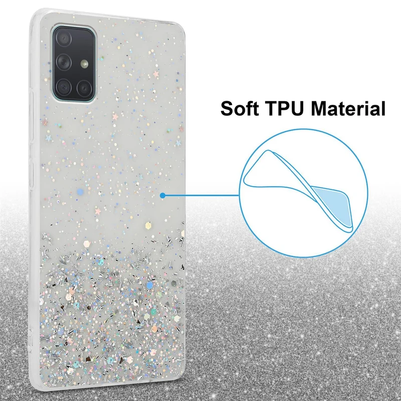 Cadorabo Hülle kompatibel mit Samsung Galaxy A71 5G Schutzhülle aus flexiblem TPU Silikon mit funkelnden Glitter