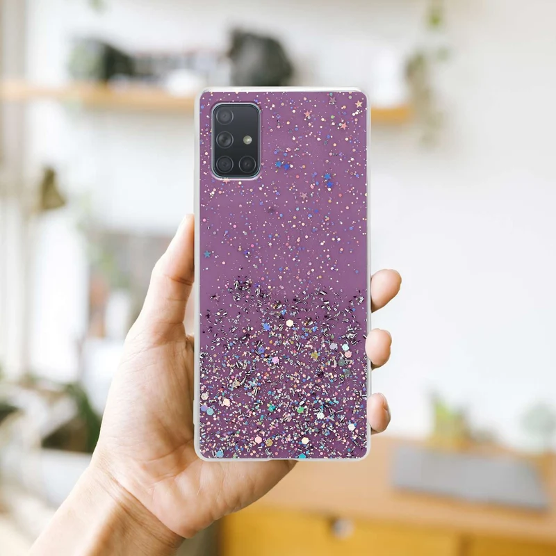 Cadorabo Hülle kompatibel mit Samsung Galaxy A71 5G Schutzhülle aus flexiblem TPU Silikon mit funkelnden Glitter