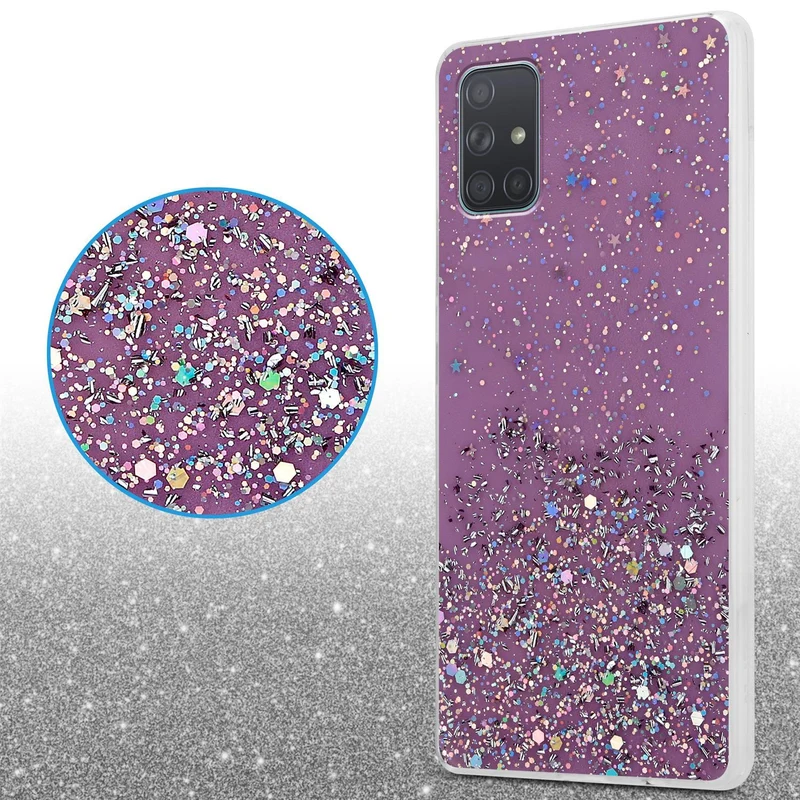 Cadorabo Hülle kompatibel mit Samsung Galaxy A71 5G Schutzhülle aus flexiblem TPU Silikon mit funkelnden Glitter