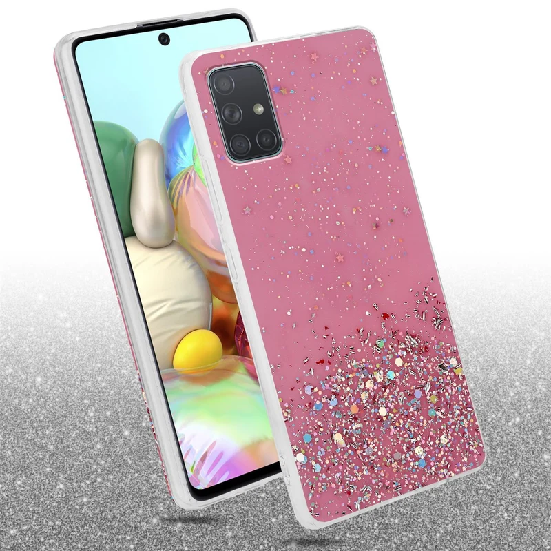 Cadorabo Hülle kompatibel mit Samsung Galaxy A71 5G Schutzhülle aus flexiblem TPU Silikon mit funkelnden Glitter