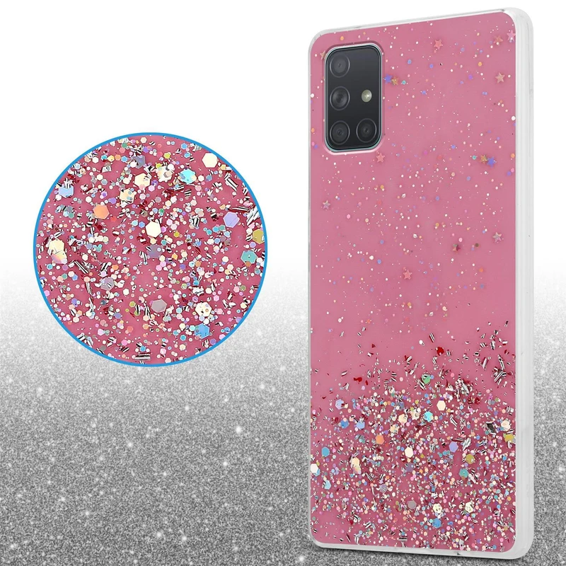 Cadorabo Hülle kompatibel mit Samsung Galaxy A71 5G Schutzhülle aus flexiblem TPU Silikon mit funkelnden Glitter