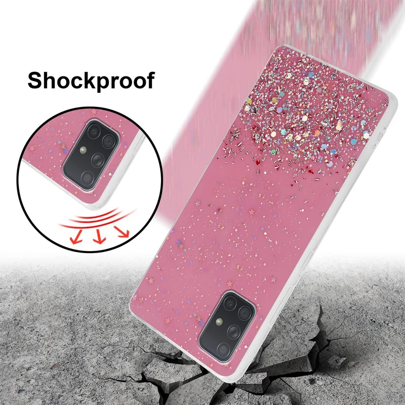 Cadorabo Hülle kompatibel mit Samsung Galaxy A71 5G Schutzhülle aus flexiblem TPU Silikon mit funkelnden Glitter