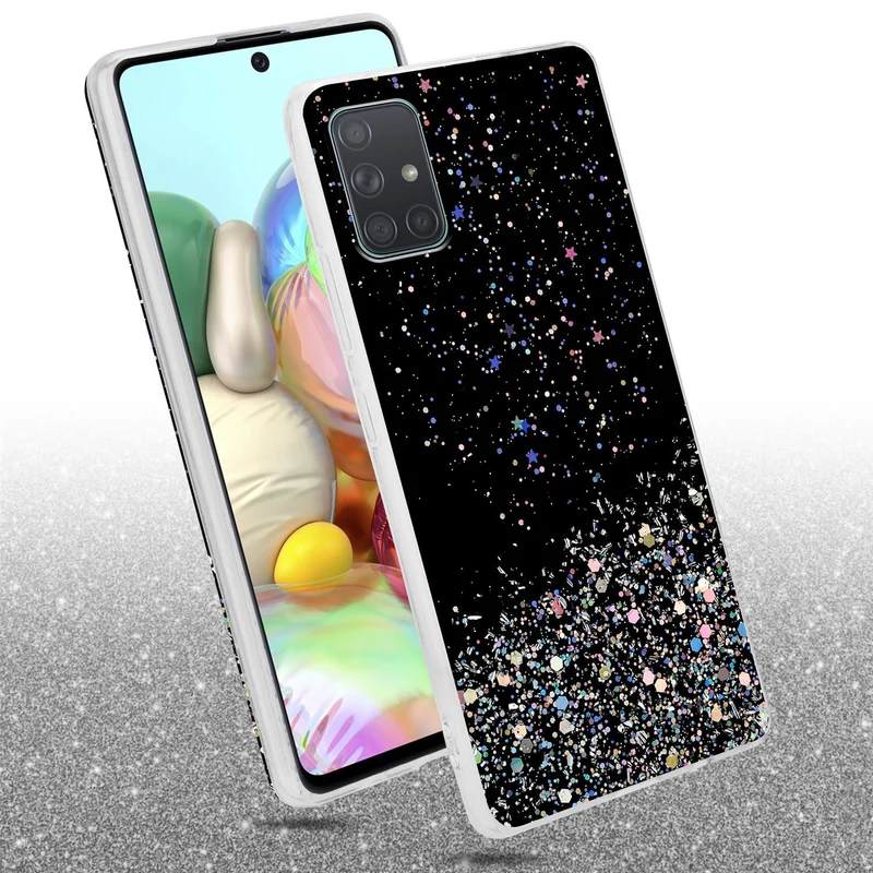 Cadorabo Hülle kompatibel mit Samsung Galaxy A71 4G Schutzhülle aus flexiblem TPU Silikon mit funkelnden Glitter