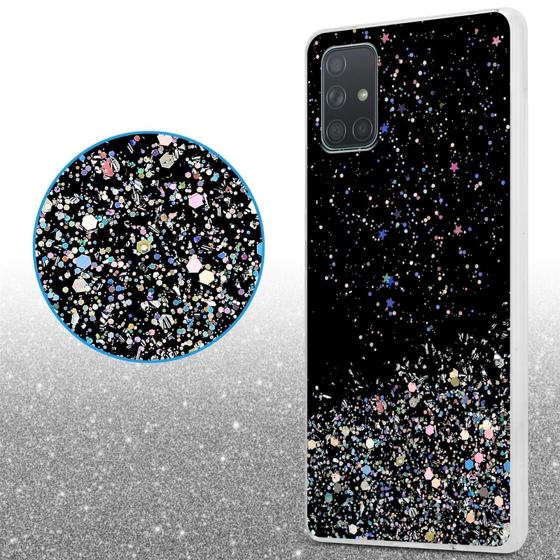 Cadorabo Hülle kompatibel mit Samsung Galaxy A71 4G Schutzhülle aus flexiblem TPU Silikon mit funkelnden Glitter