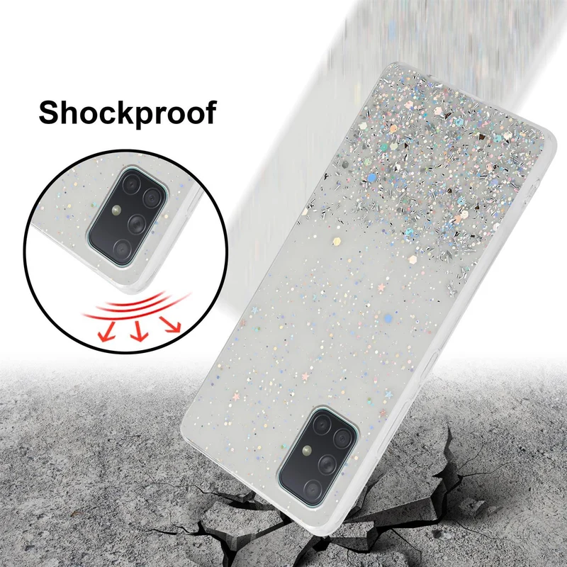 Cadorabo Hülle kompatibel mit Samsung Galaxy A71 4G Schutzhülle aus flexiblem TPU Silikon mit funkelnden Glitter
