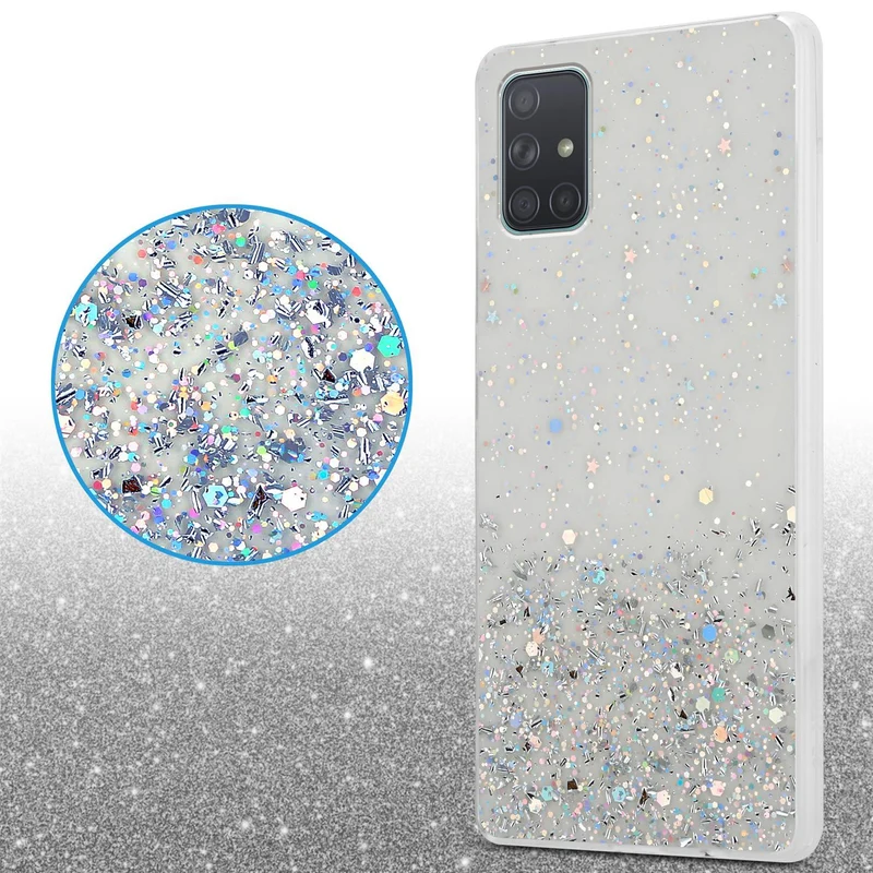 Cadorabo Hülle kompatibel mit Samsung Galaxy A71 4G Schutzhülle aus flexiblem TPU Silikon mit funkelnden Glitter