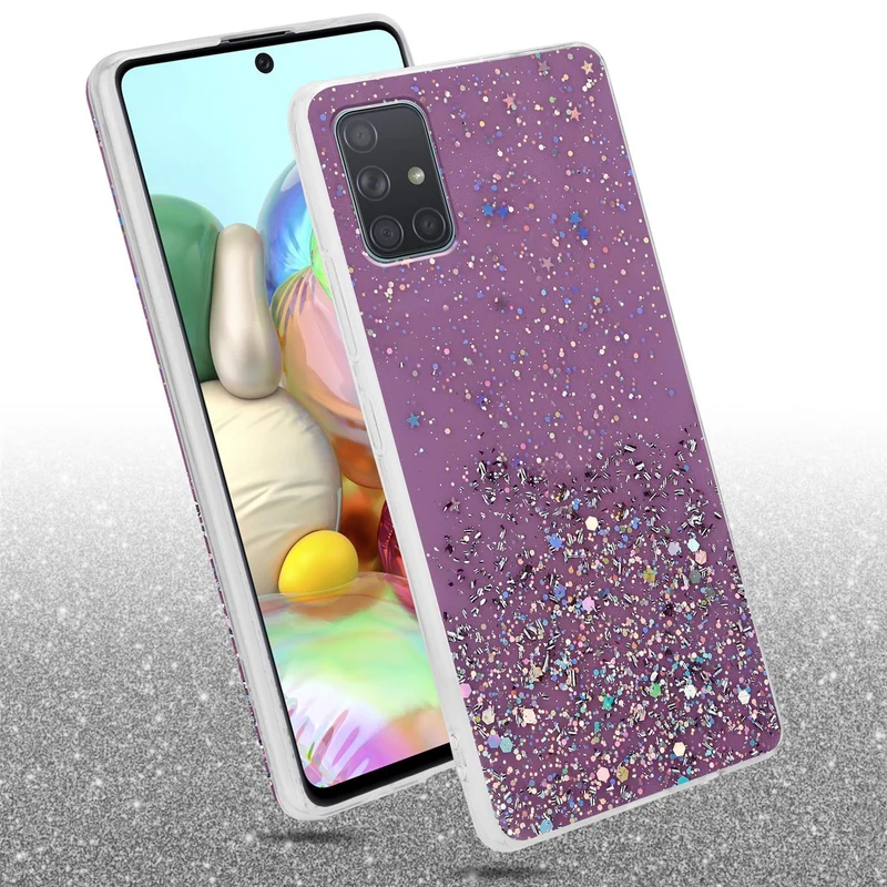 Cadorabo Hülle kompatibel mit Samsung Galaxy A71 4G Schutzhülle aus flexiblem TPU Silikon mit funkelnden Glitter