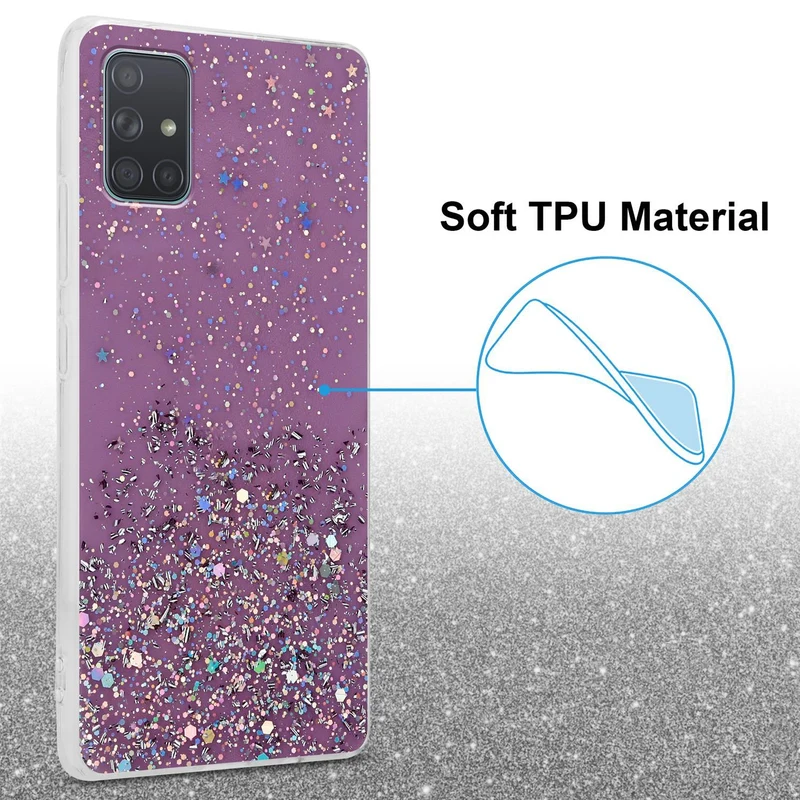 Cadorabo Hülle kompatibel mit Samsung Galaxy A71 4G Schutzhülle aus flexiblem TPU Silikon mit funkelnden Glitter