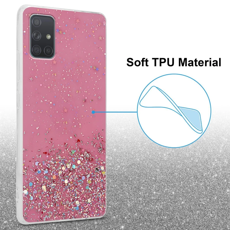 Cadorabo Hülle kompatibel mit Samsung Galaxy A71 4G Schutzhülle aus flexiblem TPU Silikon mit funkelnden Glitter
