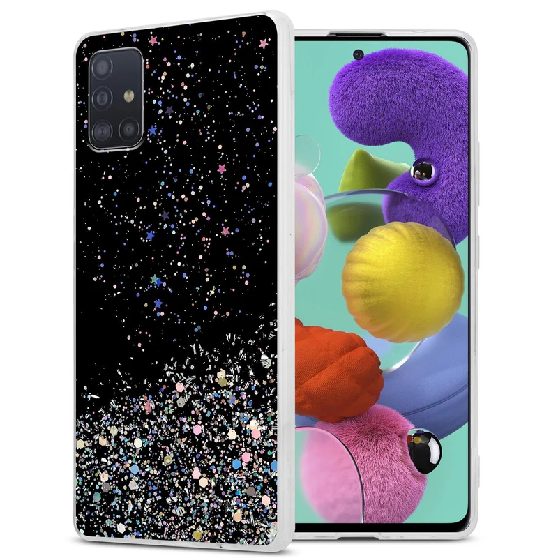 Cadorabo Hülle kompatibel mit Samsung Galaxy A51 5G Schutzhülle aus flexiblem TPU Silikon mit funkelnden Glitter