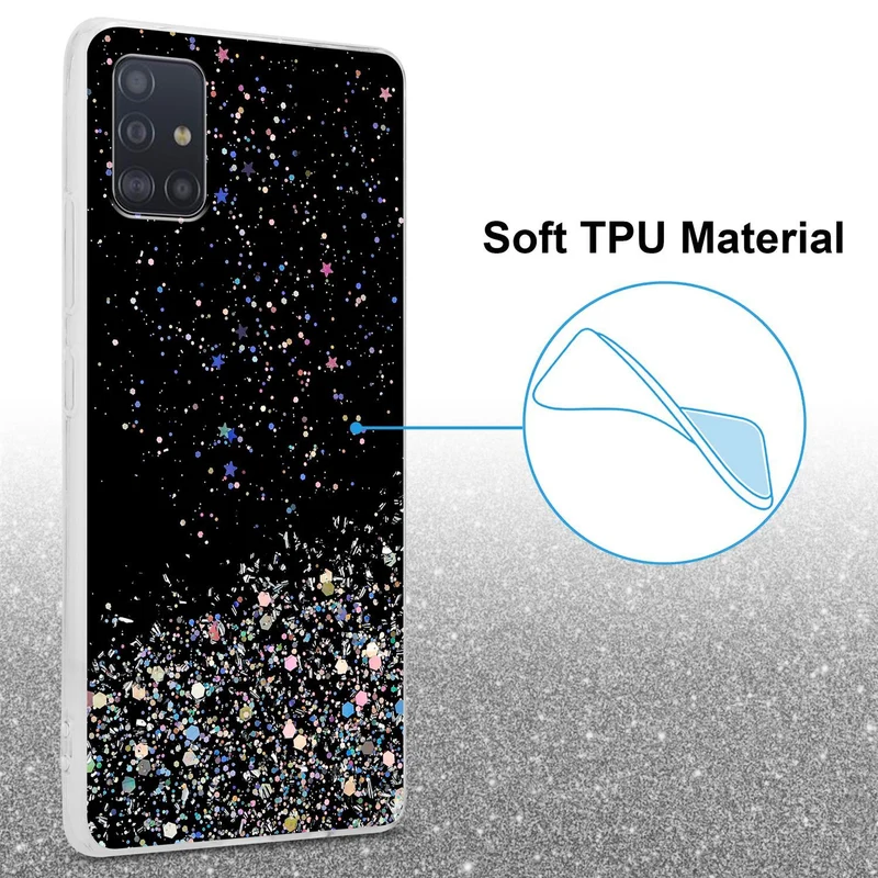 Cadorabo Hülle kompatibel mit Samsung Galaxy A51 5G Schutzhülle aus flexiblem TPU Silikon mit funkelnden Glitter