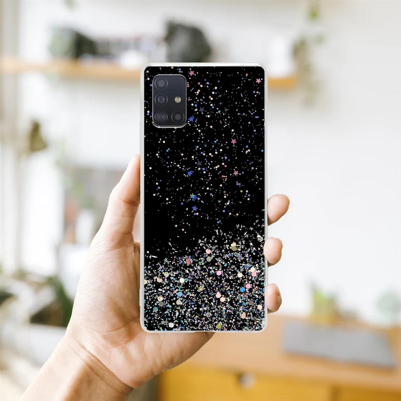 Cadorabo Hülle kompatibel mit Samsung Galaxy A51 5G Schutzhülle aus flexiblem TPU Silikon mit funkelnden Glitter