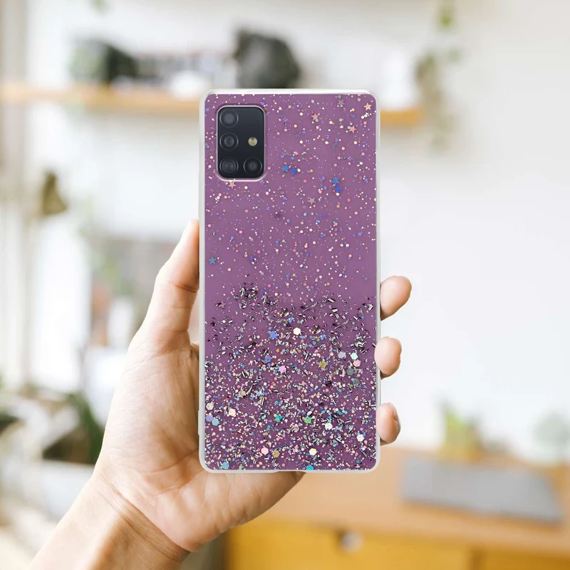 Cadorabo Hülle kompatibel mit Samsung Galaxy A51 5G Schutzhülle aus flexiblem TPU Silikon mit funkelnden Glitter