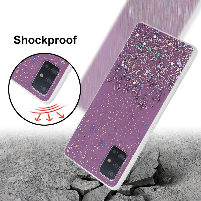 Cadorabo Hülle kompatibel mit Samsung Galaxy A51 5G Schutzhülle aus flexiblem TPU Silikon mit funkelnden Glitter