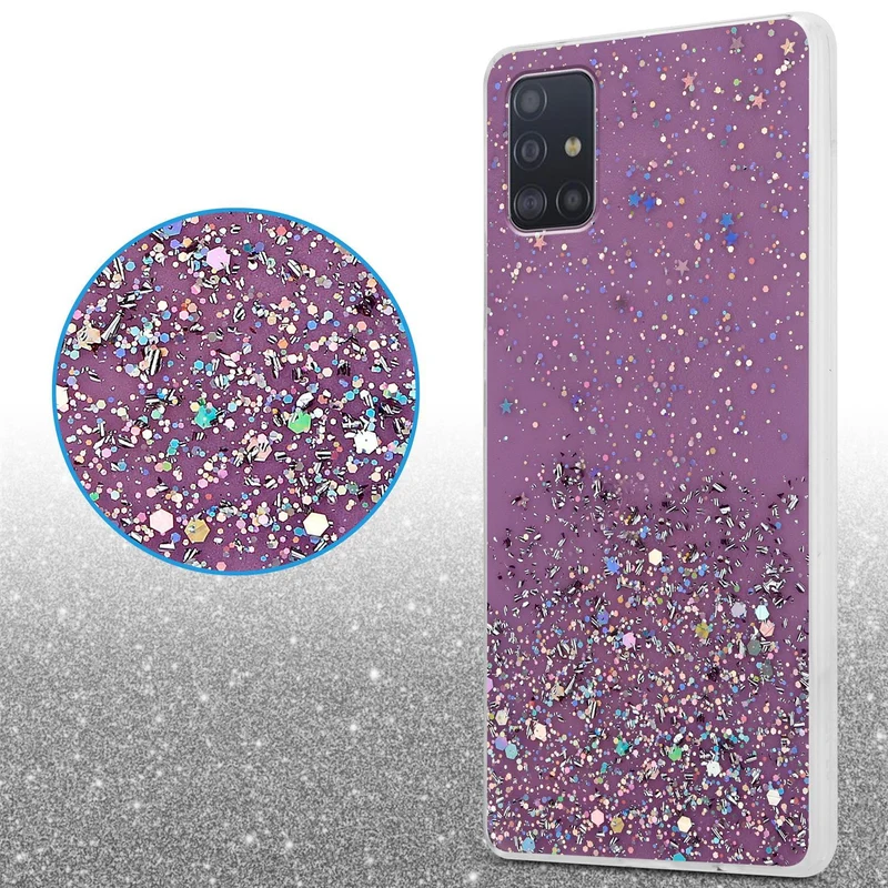 Cadorabo Hülle kompatibel mit Samsung Galaxy A51 5G Schutzhülle aus flexiblem TPU Silikon mit funkelnden Glitter