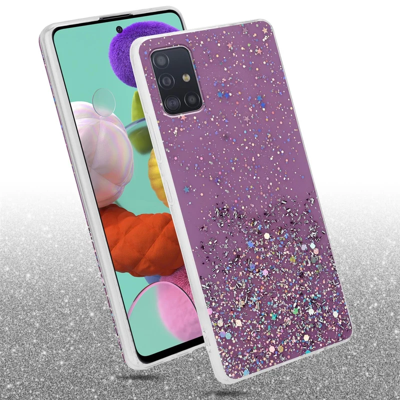 Cadorabo Hülle kompatibel mit Samsung Galaxy A51 5G Schutzhülle aus flexiblem TPU Silikon mit funkelnden Glitter