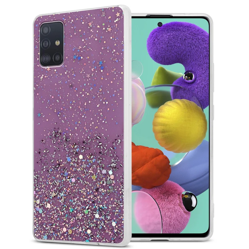 Cadorabo Hülle kompatibel mit Samsung Galaxy A51 4G / M40s Schutzhülle aus flexiblem TPU Silikon mit funkelnden Glitter