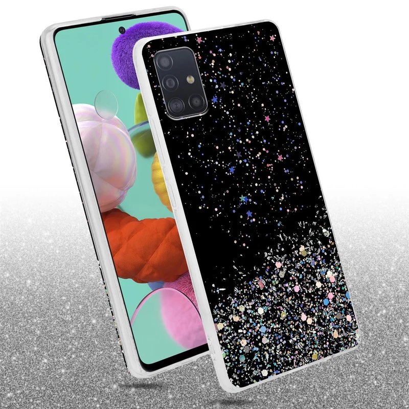 Cadorabo Hülle kompatibel mit Samsung Galaxy A51 4G / M40s Schutzhülle aus flexiblem TPU Silikon mit funkelnden Glitter