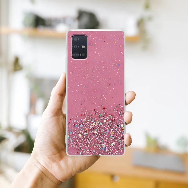 Cadorabo Hülle kompatibel mit Samsung Galaxy A51 4G / M40s Schutzhülle aus flexiblem TPU Silikon mit funkelnden Glitter