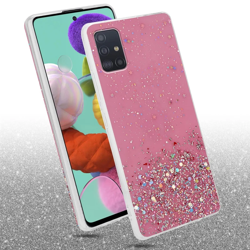 Cadorabo Hülle kompatibel mit Samsung Galaxy A51 4G / M40s Schutzhülle aus flexiblem TPU Silikon mit funkelnden Glitter