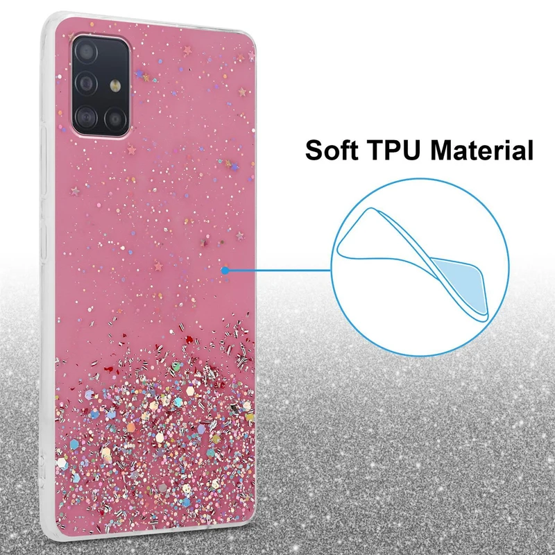 Cadorabo Hülle kompatibel mit Samsung Galaxy A51 4G / M40s Schutzhülle aus flexiblem TPU Silikon mit funkelnden Glitter