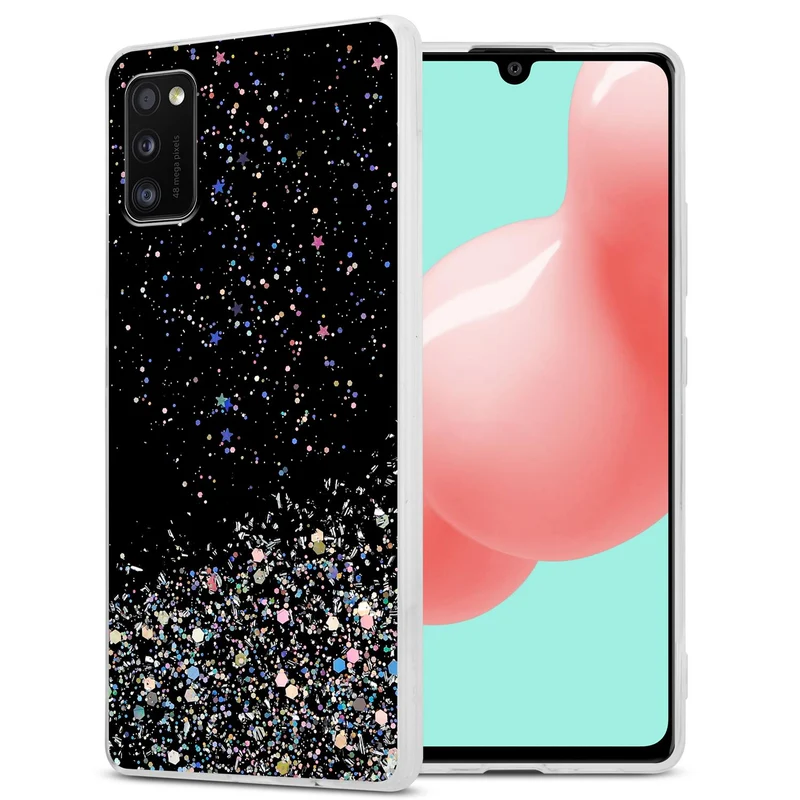 Cadorabo Hülle kompatibel mit Samsung Galaxy A41 Schutzhülle aus flexiblem TPU Silikon mit funkelnden Glitter