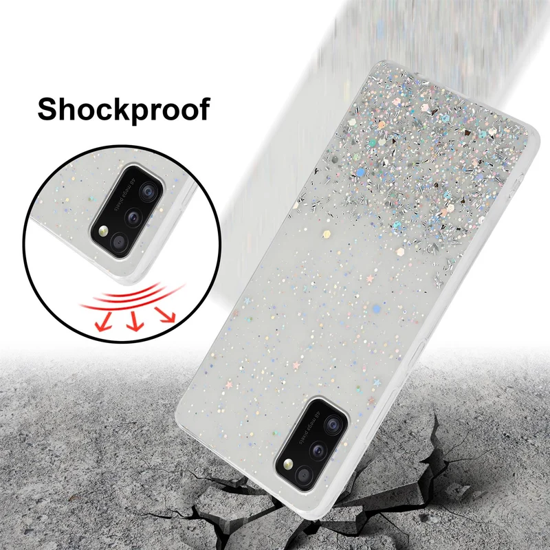 Cadorabo Hülle kompatibel mit Samsung Galaxy A41 Schutzhülle aus flexiblem TPU Silikon mit funkelnden Glitter