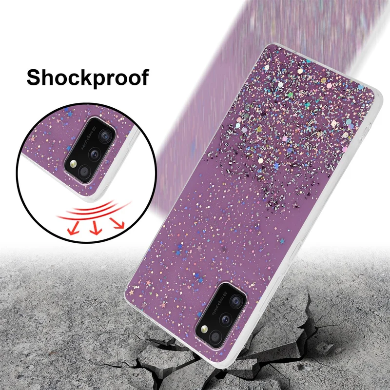 Cadorabo Hülle kompatibel mit Samsung Galaxy A41 Schutzhülle aus flexiblem TPU Silikon mit funkelnden Glitter