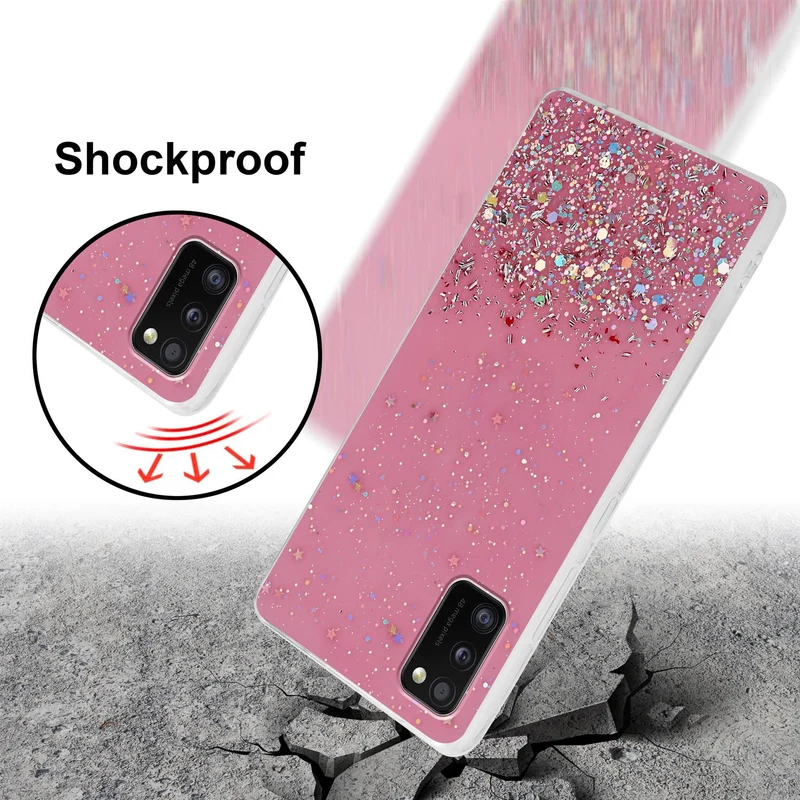 Cadorabo Hülle kompatibel mit Samsung Galaxy A41 Schutzhülle aus flexiblem TPU Silikon mit funkelnden Glitter